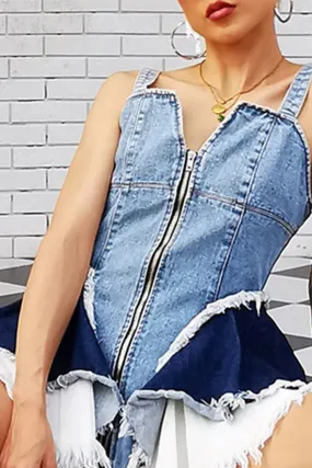 TD384 Denim Corset Cami Top