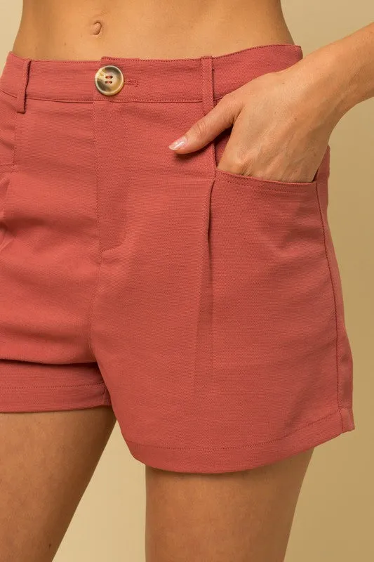 TEEK - Coral Front Pleated Shorts