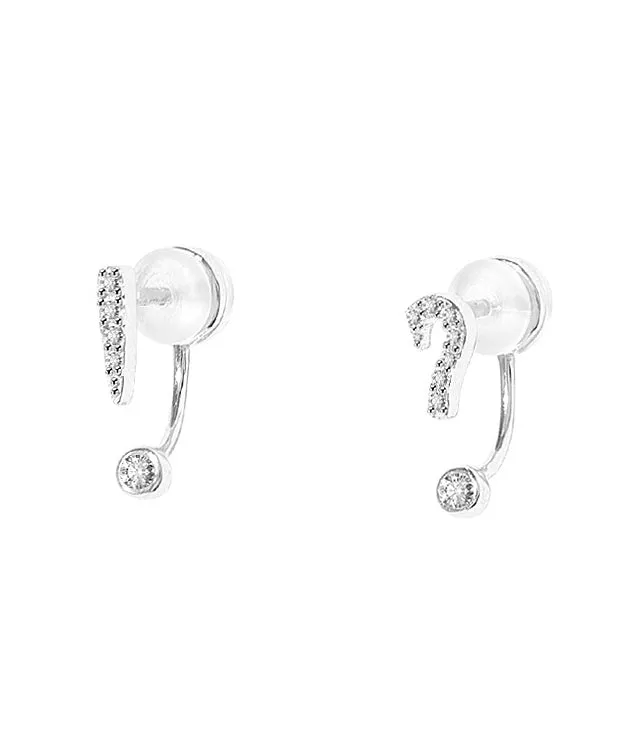 Unique Silk Sterling Silver Zircon Asymmetric Stud Earrings GH1032