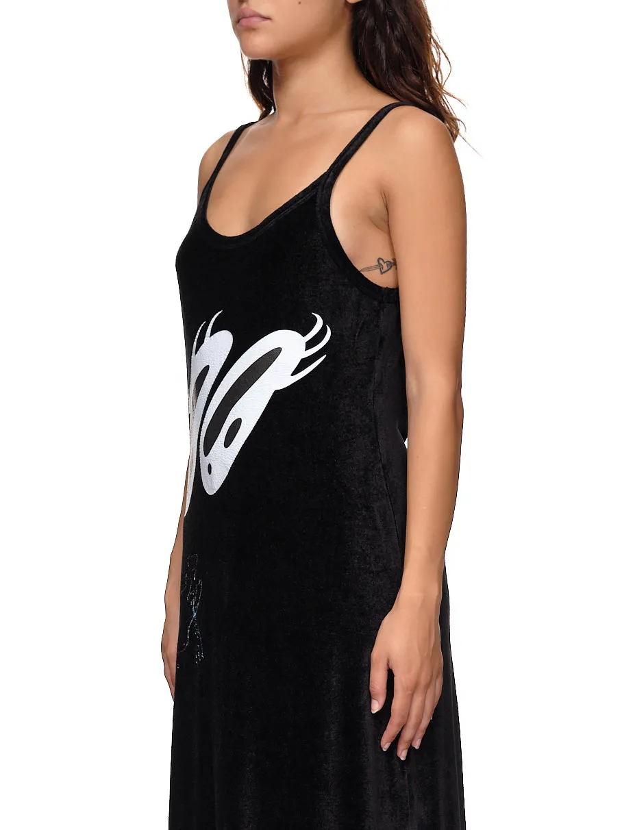 Velour Slip Dress (C20-P1-E-BLACK)