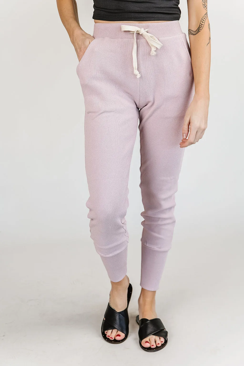 Waffle Knit Joggers - Blush