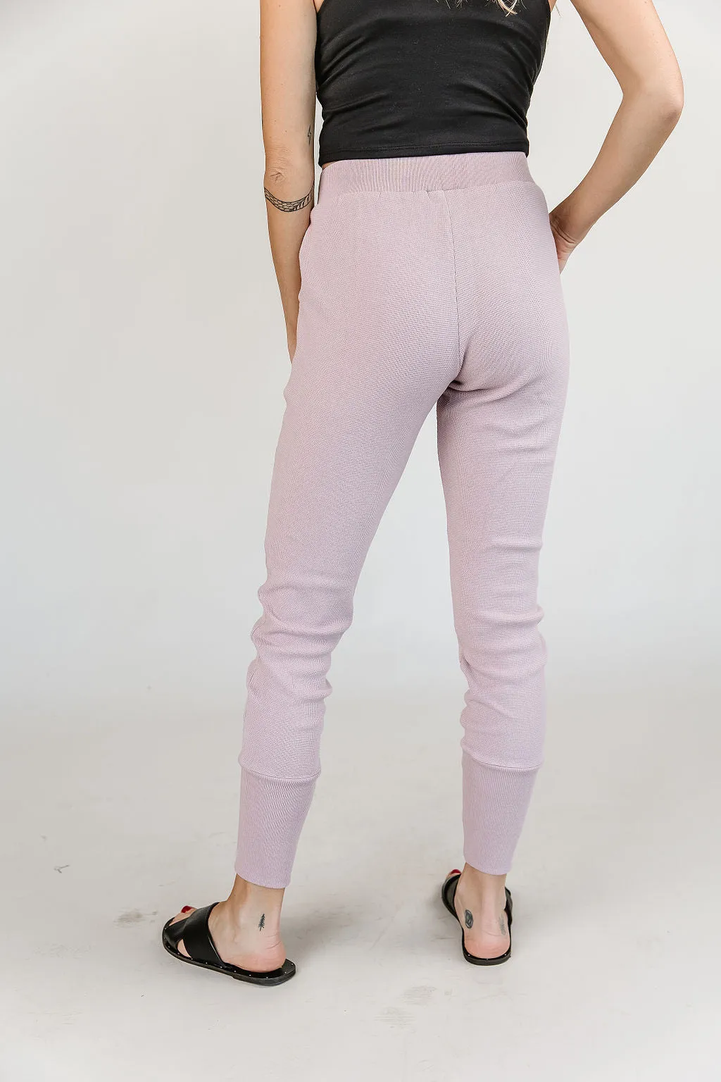 Waffle Knit Joggers - Blush