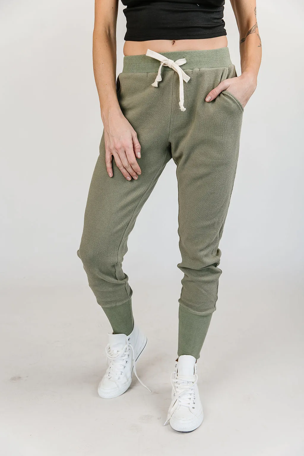 Waffle Knit Joggers - Willow