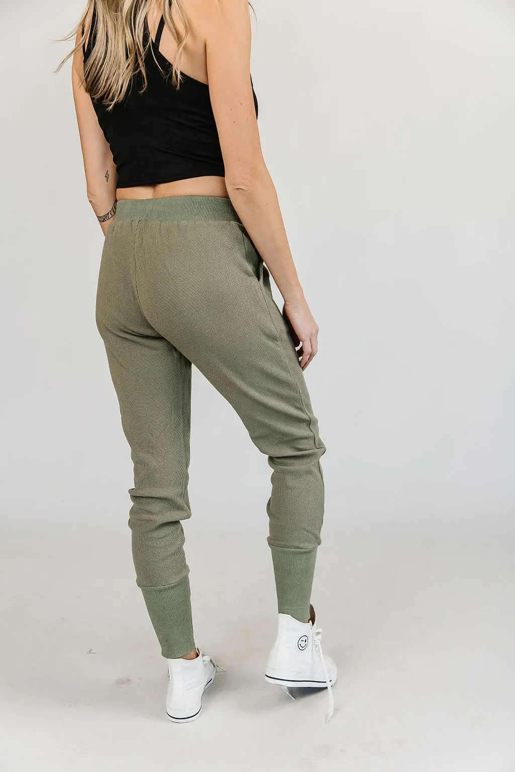 Waffle Knit Joggers - Willow