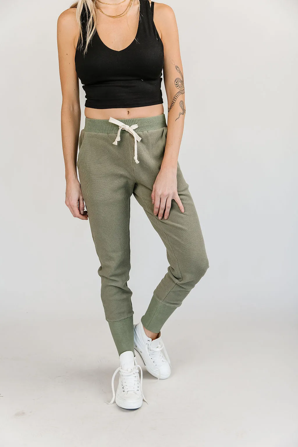 Waffle Knit Joggers - Willow