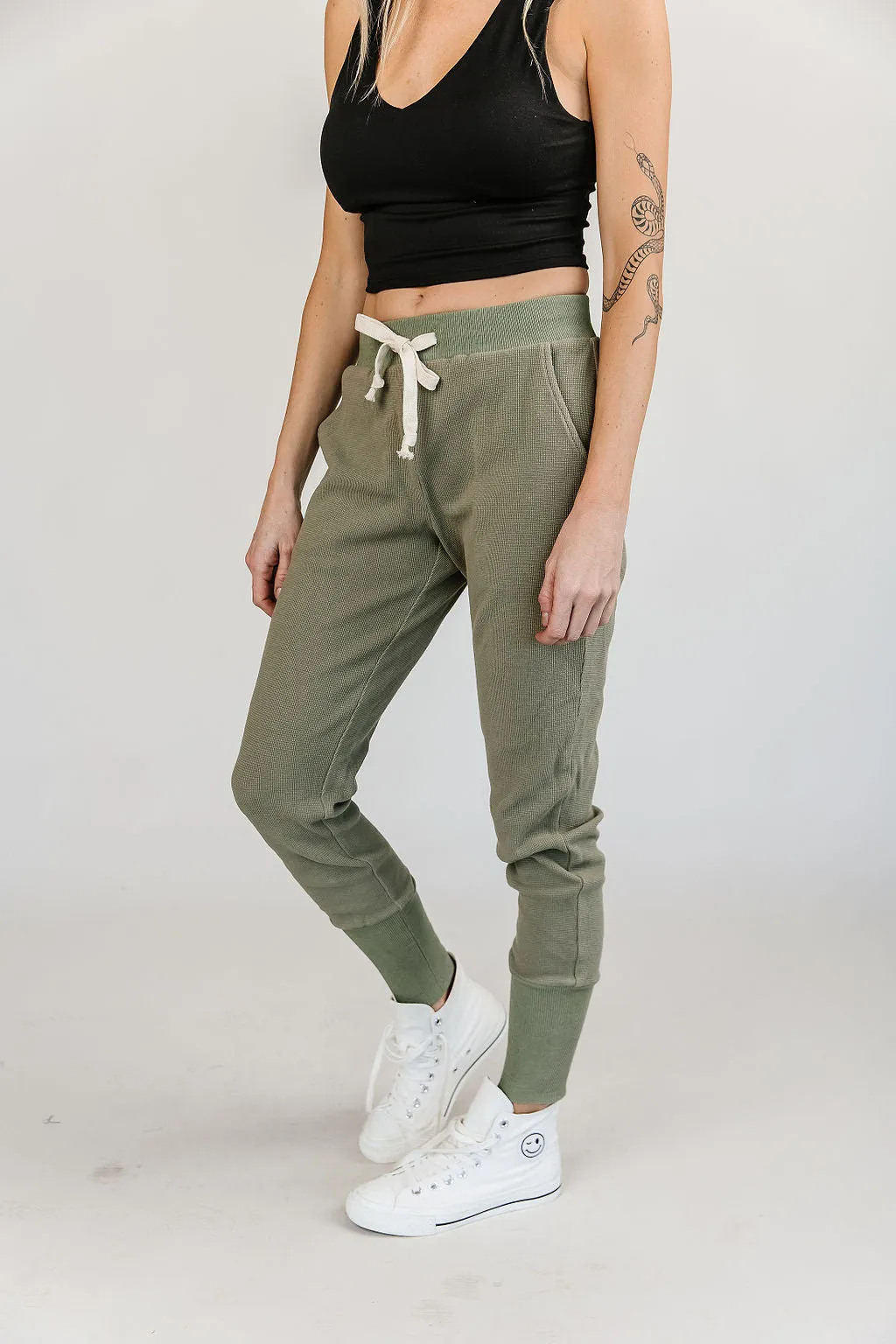 Waffle Knit Joggers - Willow