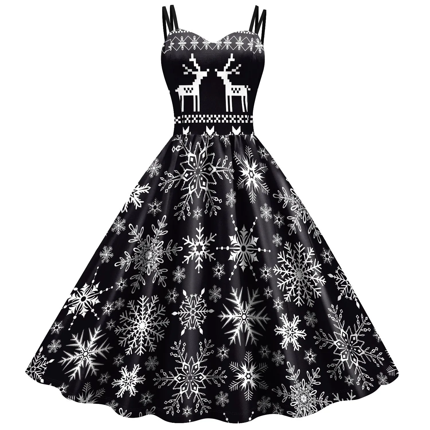 Women's Snowflake Digital Printing Slip Dress